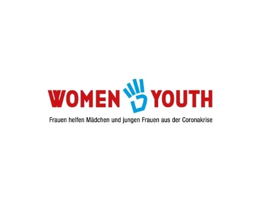 Women4Youth Logo (Die Vier ist eine Hand, die 4 Finger zeigt)