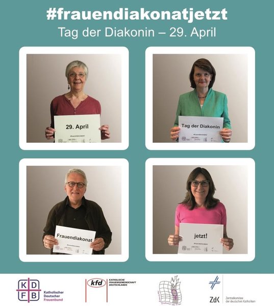Collage zum Tag der Diakonin 2020 Kobusch, Flachsbarth, Sternberg und Heil fordern: 29. April Tag der Diakonin Frauendiakonat jetzt!